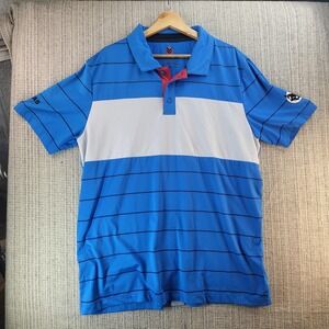 Atlas‎ Premier Polo Shirt Mens XL Blue White Stripe Golf Performance Atlasphere
